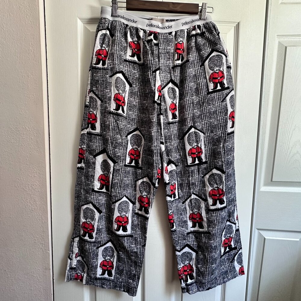 Peter Alexander Mens Small London Kings Guard Print Cotton Flannel PJ Sleep Pant